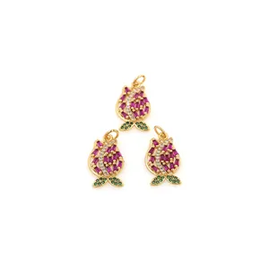 Pendenti a tulipano in oro 18K con pietre baguette viola e gemme verdi di lusso raffinato