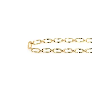 18K gold plated hammered oval link chain for high-end DIY jewelry necklace making