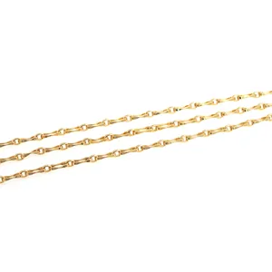 18K gold plated copper paperclip chain with rectangular links for DIY jewelry making