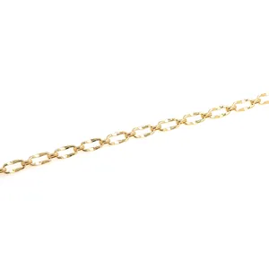 18K gold plated textured oval link chain for DIY jewelry making and necklace crafts