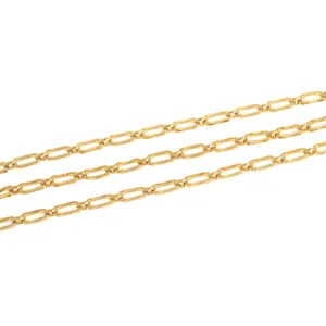 Close-up of 18K gold-plated oval link chain for DIY jewelry and necklace making