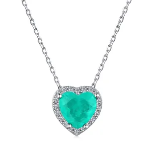 Élégant collier en argent sterling S925 avec pendentif en pierre précieuse vert émeraude