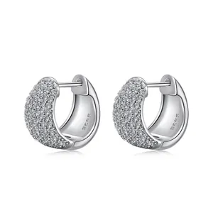 Elegant 925 sterling silver U-shaped hoop earrings with micro-paved sparkling zircon stones