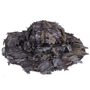 3D Leafy Camouflage Boonie Hat Outdoor Hunting Tactical Ghillie Hat Fisherman Sun Hat For Men Women Adjustable Hideout Cap