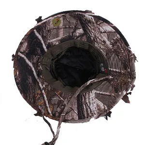 Outdoor camouflage boonie hat with adjustable chin strap and breathable mesh lining inside