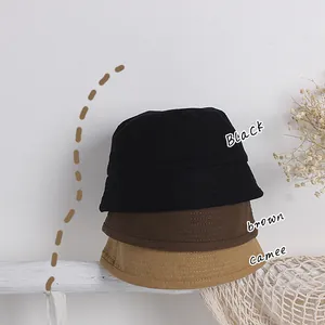 Cappello da Pescatore per Bambini Giapponese Cima Piatta Tinta Unita in Misto Cotone Protezione Solare per Ragazzi e Ragazze