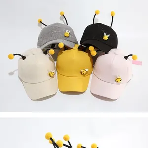 Lindas gorras de béisbol para bebés con diseño de abeja en gris, negro y rosado