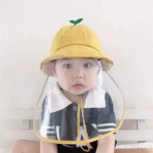 Cute Baby Protective Fisherman Hat With Detachable TPU Shield Sprout Breathable Mesh Cotton Sun Cap For Toddler Infant
