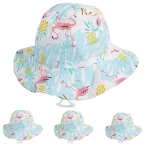 Cappello da Pescatore in Cotone per Bambini Stampa Graffiti Fenicottero Ananas Traspirante Estivo per Neonati Ragazzi Ragazze