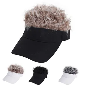 Funny Wig Visor Hat For Men Women Adjustable Cotton Sun Visor With Spiky Fake Hair Creative Novelty Gag Gift Accessory