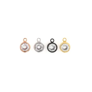 Minimalist 18K gold plated pendants with cubic zirconia in four metallic finishes