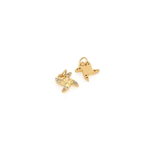 Exquisite 18K gold plated windmill pendants with sparkling cubic zirconia on white background