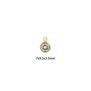 Detail view of 18K gold plated zircon pendant showing precise 7x9.5x3.5mm dimensions