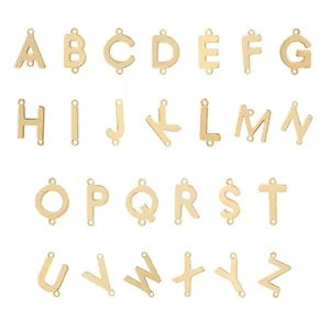 18K Gold Plated Copper Alphabet Letter Connector Charms For DIY Jewelry Making Necklace Bracelet Accessory Findings