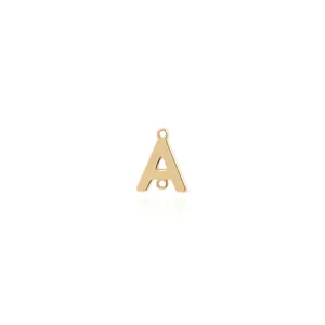 Macro shot of 18K gold plated letter A connector with double loops for DIY jewelry