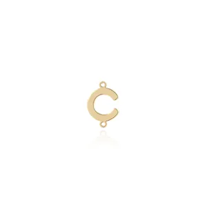 Detailed view of 18K gold-plated letter C connector with double loops for DIY jewelry