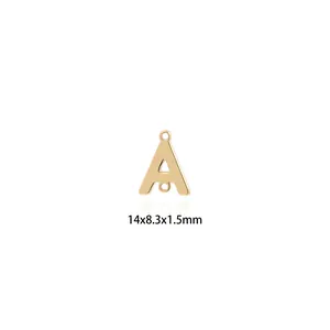 18K gold plated copper alphabet A letter connector for DIY jewelry necklace 14x8.3x1.5mm