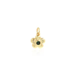 18K Gold Plated Copper Zirconia Flower Pendant For DIY Jewelry Making Vintage Ins Style Elegant Floral Charm For Women Necklaces