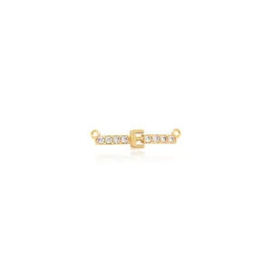 Ciondolo lettera E in rame placcato oro 18K con zircone per creazione gioielli DIY
