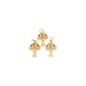 18K vergoldete Kugelanhänger mit Zirkonia-Inlay für Vintage-DIY-Schmuckdesign