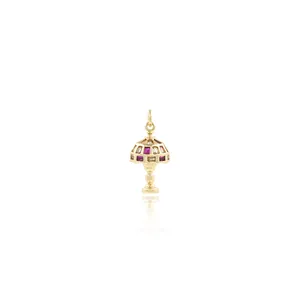 Vintage 18K Vergoldeter Kupfer Tischlampen Anhänger Für DIY Schmuckherstellung Eingelegter Lila Weißer Zirkonia Schmuckzubehör