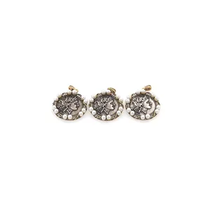 18K gold-plated Roman coin pendants with pearls and zircon inlay in vintage style