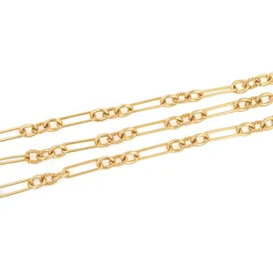 18K Gold Plated Copper DIY Jewelry Making Chain Unfinished Paperclip Link And Twisted Round Ring For Necklaces Bracelets
