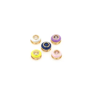 Macro shot of 18K gold plated bead connectors with colorful cubic zirconia for jewelry DIY