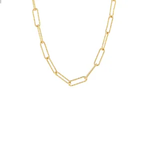 18K gold plated rectangular link chain with spiral texture for DIY necklace making