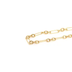18K gold-plated rectangle and twisted round link chain for DIY jewelry making