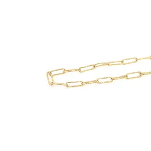 18K gold plated textured paperclip chain for DIY jewelry making and necklaces