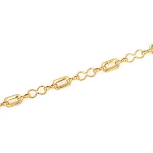 Detail view of 18K gold-plated rectangle link chain for DIY jewelry making