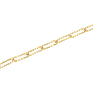 Close-up of 18K gold-plated textured rectangular chain links for DIY jewelry making