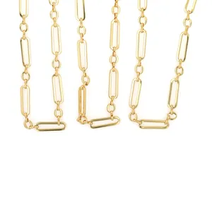 Polished 18K gold-plated hip-hop link chain DIY jewelry making accessory shown on white background