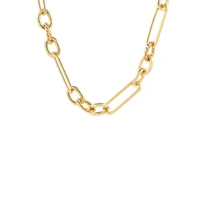 Detailed view of 18K gold-plated paperclip chain and spiral links for DIY jewelry