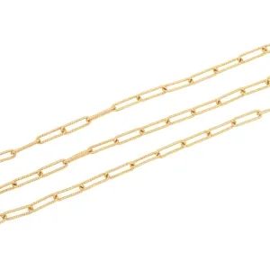 18K gold-plated textured paperclip chain links for DIY jewelry and necklace making