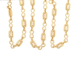 18K gold-plated rectangle and infinity link chain for DIY jewelry making