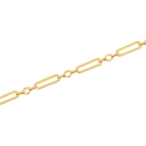 18K gold-plated interlocking rectangle chain for DIY hip-hop jewelry necklace making