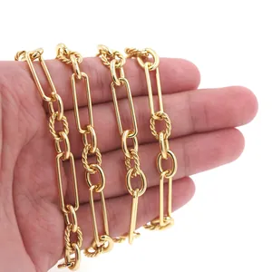 Detail of 18K gold-plated interlocking hip hop chain showing textured link patterns