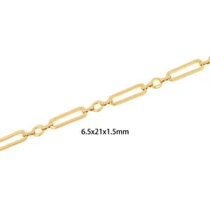 Detail of 18K gold plated hip hop chain links with 6.5x21x1.5mm size dimensions