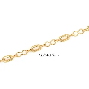 Detail view of 18K gold plated rectangular links measuring 12x7.4x2.5mm for DIY jewelry