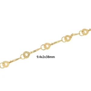18K vergoldete Kupfer-Gliederkette für DIY Schmuck mit strukturierten Blatt-Elementen