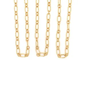 18K gold-plated chunky oval link chain for DIY jewelry making and necklace crafts