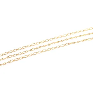18K gold plated copper cable chain for DIY jewelry making with polished oval links