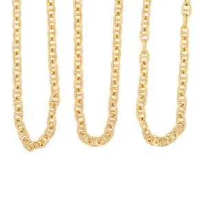 Catena in Rame Placcato Oro 18K con Maglia a Naso di Maiale Marina per Creazione di Gioielli e Collane Fai-da-te
