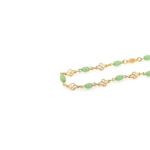 18K gold plated clover chain with green beads for DIY jewelry making and necklaces