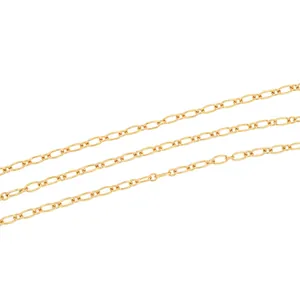 18K gold-plated unpolished minimalist link chain for DIY jewelry making and necklaces