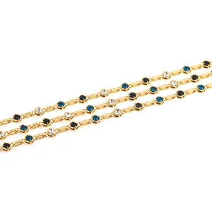 Επίχρυση αλυσίδα 18K με τρίχρωμες πέτρες για DIY κατασκευή κοσμημάτων και κολιέ