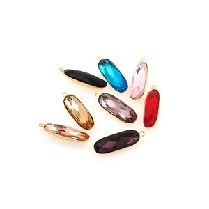 Lot de 8 pendentifs ovales en zircon plaqué or 18K pour la création de bijoux DIY