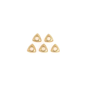 Set of five 18K gold-plated triangular spacer beads for luxury jewelry making
